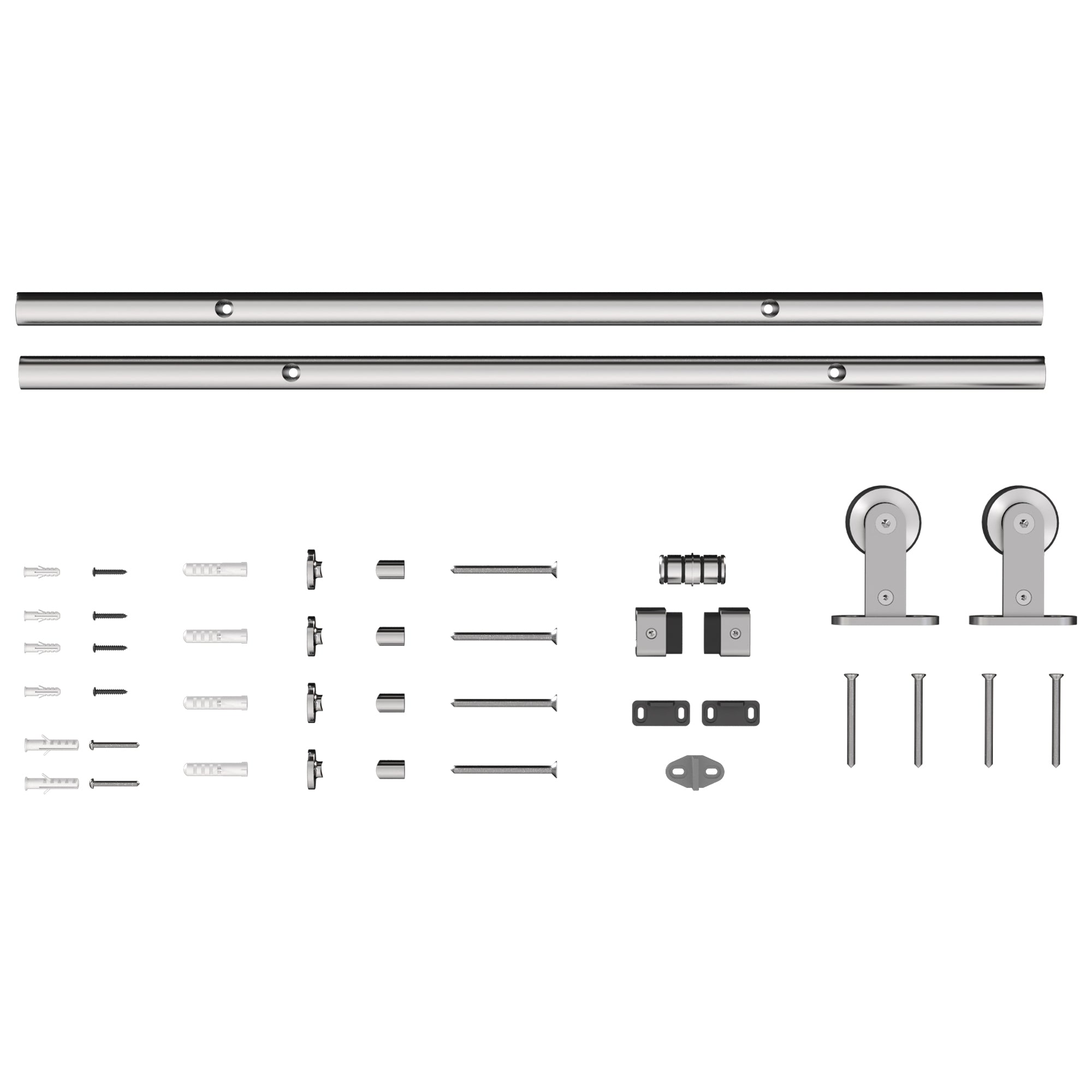 HOMCOM Sliding Door Hardware Kit Heavy Duty 304 Stainless Steel 152 cm Wide Door Silver Tone 