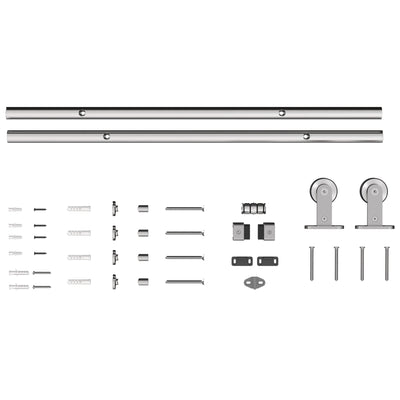 HOMCOM Sliding Door Hardware Kit Heavy Duty 304 Stainless Steel 152 cm Wide Door Silver Tone 