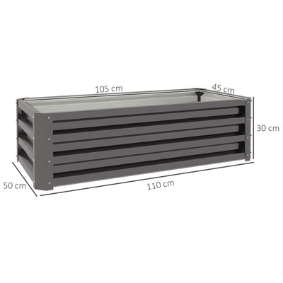 Outsunny Steel Raised Beds for Garden, Outdoor Planter Box, Set of 2, for Flowers, Herbs and Vegetables, Dark Grey 