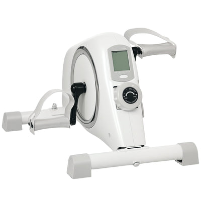 SPORTNOW Mini Exercise Bike, Sit Down Pedal Exerciser with 8-Level Quiet Magnetic Resistance and LCD Display, Portable Under Desk Bike for Arm and Leg Home Gym Office Workout, White 