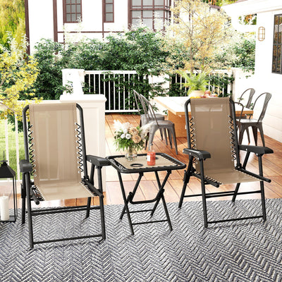 Outsunny Three-Piece Garden Table and Chair Set - Khaki 