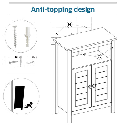 kleankin Bathroom Floor Cabinet, Free Standing Cupboard with Double Doors and Adjustable Shelf for Kitchen, Hallway, Living Room, Grey 