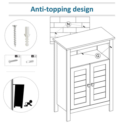 kleankin Bathroom Floor Cabinet, Free Standing Cupboard with Double Doors and Adjustable Shelf for Kitchen, Hallway, Living Room, Grey 