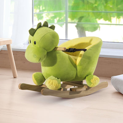 HOMCOM Kids Rocking Horse, Plush Ride-On Dinosaur Seat, with Seat Safety Belt, 32 Songs, Ride-On Horse 
