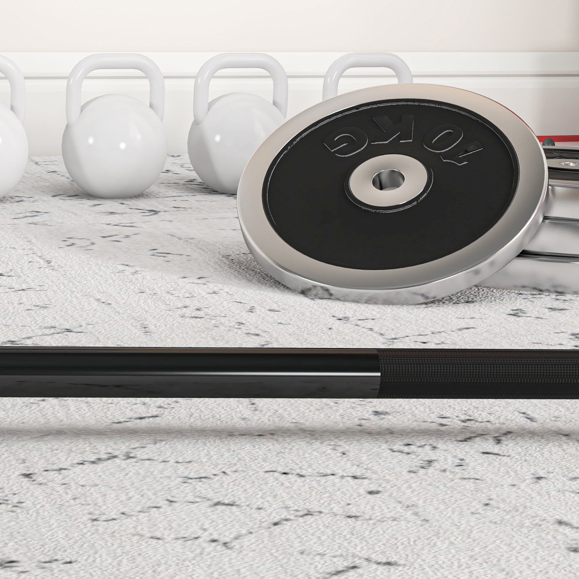 SPORTNOW 210cm Olympic Barbell Bar for 5cm Weight Plates, with Spring Clips, 20kg 