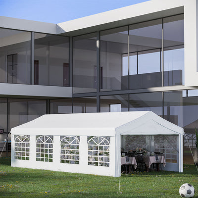 Outsunny 8m x 4m Garden Gazebo Marquee Party Tent Wedding Portable Garage Carport Event shelter Car Canopy Outdoor Heavy Duty Steel Frame Waterproof Rot Resistant 