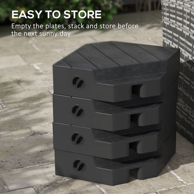 Outsunny Umbrella Weights for Cantilever Parasols, Set of 4 Heavy Duty Parasol Base Weights, 80kg Sand or 60kg Water Filled, Black 