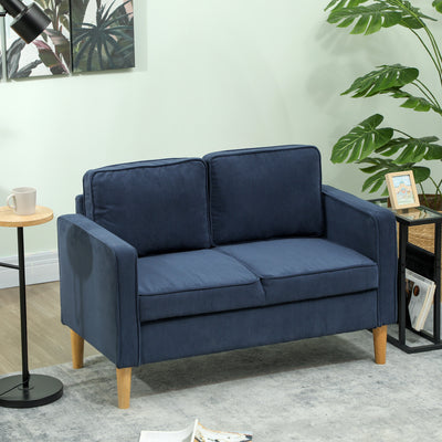 HOMCOM Small Two-Seater Corduroy Sofa - Blue 