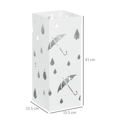 HOMCOM Six-Umbrella Steel Holder Stand - White 