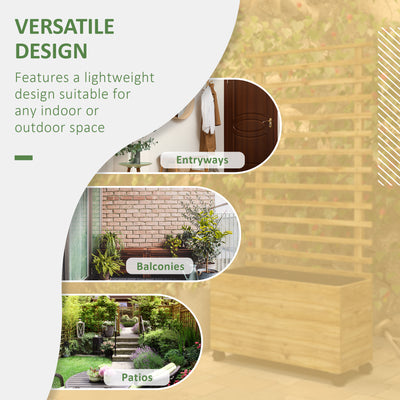Outsunny Wooden Raised Planter, with Back Trellis - Natural Finish 