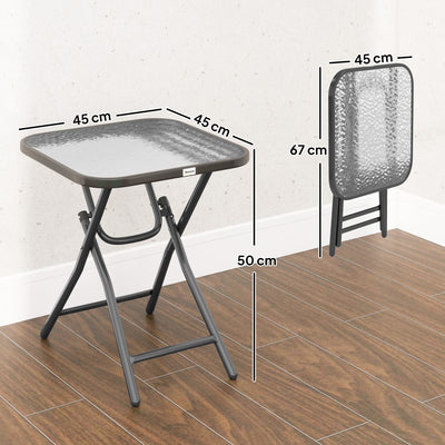 Outsunny Foldable Garden Table Square Folding Table for Patio Garden 45 x 45 x 50Hcm Black 