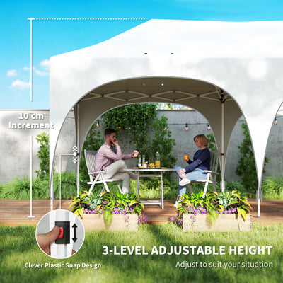Outsunny 3 x 6m Pop Up Gazebo Shelter with Sides, 6 Sandbags, Peak Top Garden Party Tent Marquee with Carry Bag, Light Grey/White 