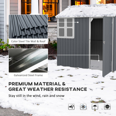 Outsunny 7 x 6ft Galvanised Garden Shed, with Latch - Dark Grey 