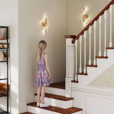 HOMCOM Led Wall Lamp 2 Pack, 13W Modern Indoor Spiral Wall Light, Colour Temperature Adjustable 3000K/4000K/6500K, for Bedroom, Living Room, Hallway, Stairs, Gold Tone 