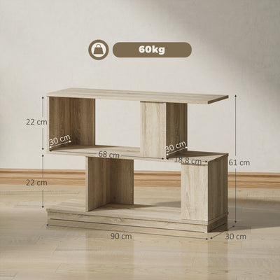HOMCOM S-Shaped Side Table - Natural Wood Finish 