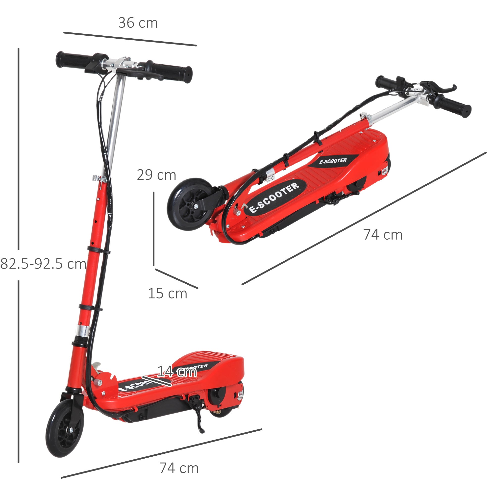 HOMCOM Folding Electric Kids Scooter Ride on Age 7-14, Red/Black 