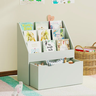 AIYAPLAY Bookcase for Kids with Shelves, Drawer, Bookcase for Bedroom, Playroom, Green 