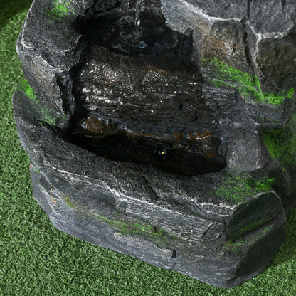Outsunny Garden Water Feature with LED Lights - Dark Grey 