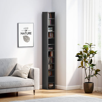 HOMCOM 204 CD Tall Narrow Media Storage Tower - Black 