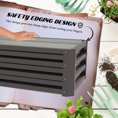 Outsunny Steel Raised Beds for Garden, Outdoor Planter Box, Set of 2, for Flowers, Herbs and Vegetables, Dark Grey 