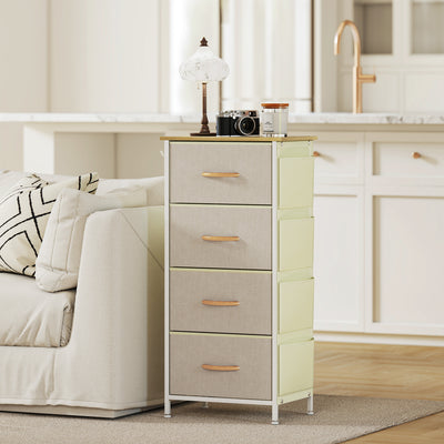 HOMCOM Chest of Four Fabric Drawers - Beige 