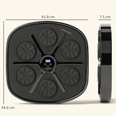 SPORTNOW Music Boxing Machine, Smart Bluetooth Boxing Machine Wall Mounted with 9 Speeds & Modes, LED Lights and Gloves, Punching Pad for Adults, Black 