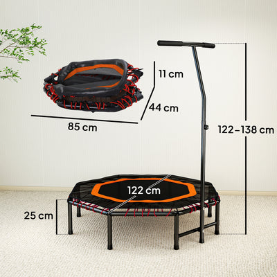 HOMCOM Fitness Trampoline, Bouncer with Adjustable Handle, Max Load 150 kg 