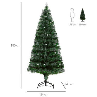 HOMCOM 6ft White Light Artificial Christmas Tree w/ 230 LEDs Star Topper Tri-Base Full Bodied Seasonal Decoration Pre-Lit Home 