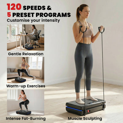 SPORTNOW Vibration Plate Exercise Machine with 120 Speed Levels, 5 Programs, Quiet Vibrating Plate with Resistance Bands 