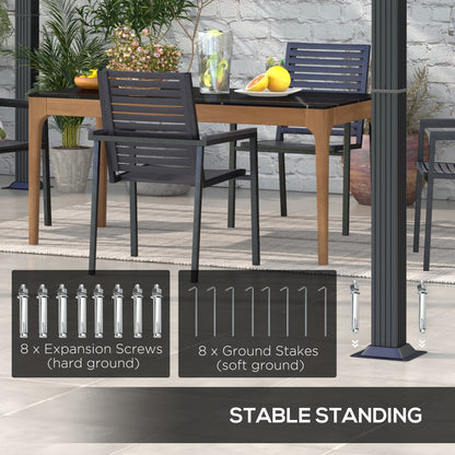 Outsunny 3 x 4m Retractable Pergola, Garden Gazebo Shelter with Aluminium Frame, for Grill, Patio, Deck, Dark Grey