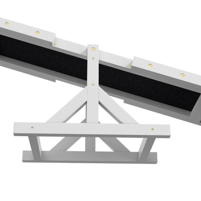 PawHut Wooden Pet Seesaw for Big Dogs, Dog Agility Equipment with Anti-Slip Surface - White 