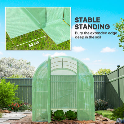 Outsunny 3 x 2 x 2m Polytunnel Greenhouse with Hinged Door, Walk-in Grow House Tent with PE Cover and Galvanised Steel Frame, Green 
