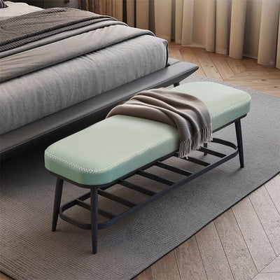 HOMCOM PU Leather Shoe Storage Bench - Green 