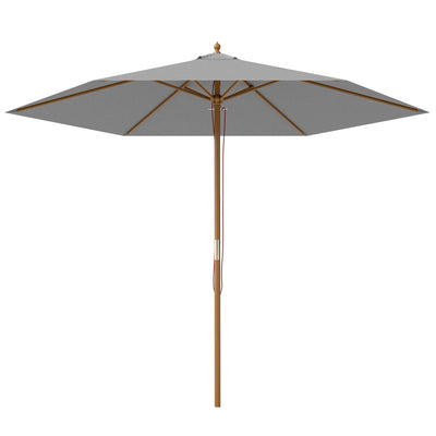 Outsunny 2.5m Wood Garden Parasol Sun Shade Patio Outdoor Wooden Umbrella Canopy Light Grey 