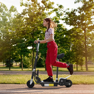 HOMCOM 120W Foldable Powered Scooters with 24V Rechargeable Battery, Adjustable Ride on Toy (Black) 