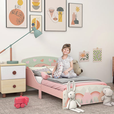 ZONEKIZ Toddler Bed Frame, Kids Bedroom Furniture for Ages 3-6 Years, Pink 