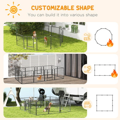 PawHut 12 Panels Heavy Duty Puppy Playpen, for Small Dogs, Indoor and Outdoor Use - Silver 