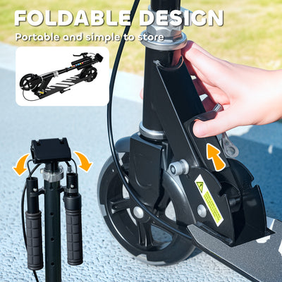 AIYAPLAY Scooter for Kids Ages 3-8 with Adjustable Handle, 2 Light up Wheels, Handbrake & Rear Brake for Girls and Boys, Black 