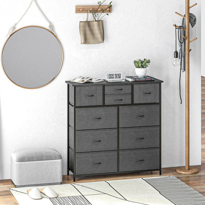 HOMCOM Bedroom Chest of Drawers, 10 Drawer Dresser with Foldable Fabric Drawers and Steel Frame, Black 