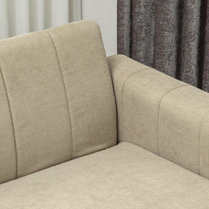 HOMCOM 3 Seater Sofa, Modern Fabric Sofa Couch, Channel Tufted Upholstered Sofa Settee for Living Room, Guest Room, Bedroom, Home Office, Khaki 