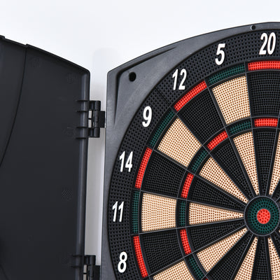 HOMCOM  Electronic Dartboard Set 26 Games and 185 Variations with 6 Darts and Cabinet to Stroage Multi-Game Option Ready-to-Play 