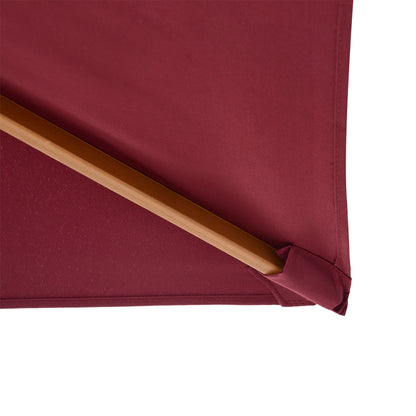 Outsunny 2 x 3m Wooden Garden Parasol Umbrella Outdoor Sun Shade Canopy, Wine Red 