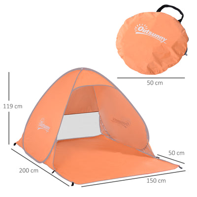 Outsunny 2 Person Pop Up UV Shelter Shade-Orange 