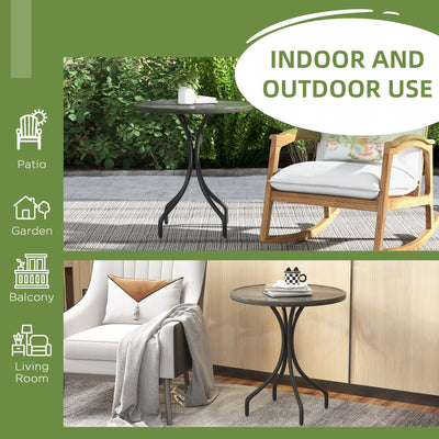 Outsunny Φ66cm Galvanised Steel Garden Table - Grey 
