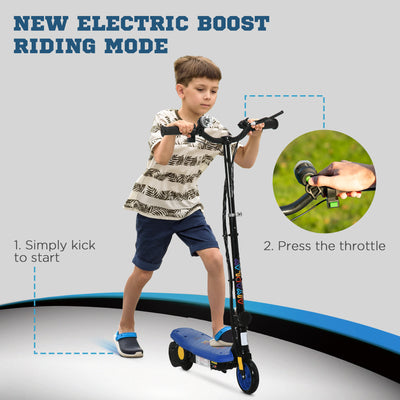 HOMCOM Foldable Electric Scooter, with LED Headlight, for Ages 7-14 Years - Blue 