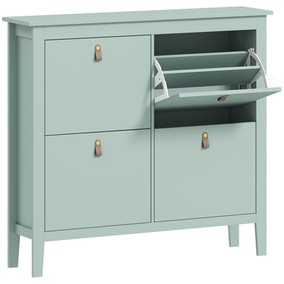 HOMCOM Modern Four-Drawer Shoe Cabinet - Green 