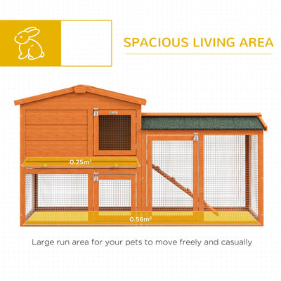 PawHut Two-Tier Rabbit Hutch with Run, Ramp, Slide-Out Tray, for Garden - Orange 