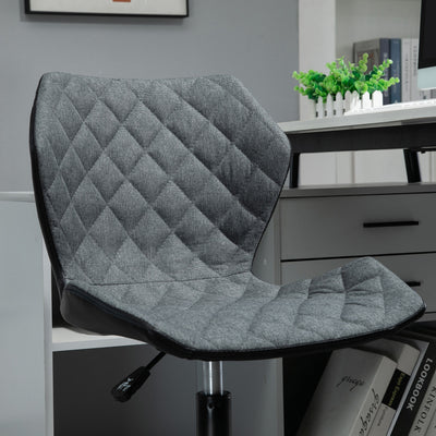 HOMCOM Office Computer Desk Chair, Swivel Task Chair no Arms, Fabric Study Chair with Adjustable Height and Rolling Wheels for Home Work, Grey 