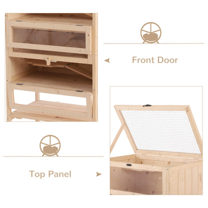 PawHut Wooden Large Hamster Cage, Gerbil Cage 4 Layers with Tall Bottom & Storage Shelf 