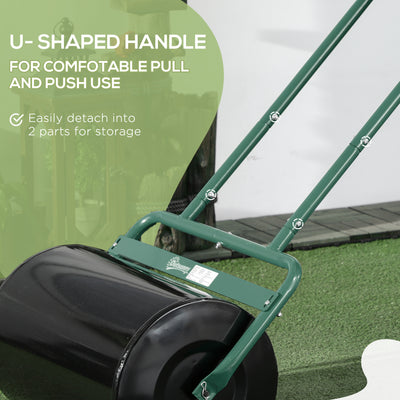 Outsunny 38L Fillable Cylinder Steel Lawn Roller - Dark Green 